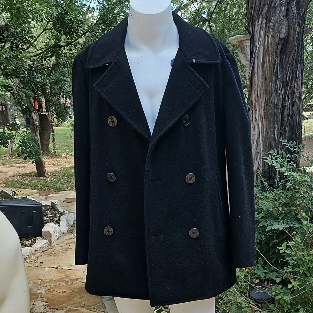 J. Crew Men's Elegant Black Peacoat